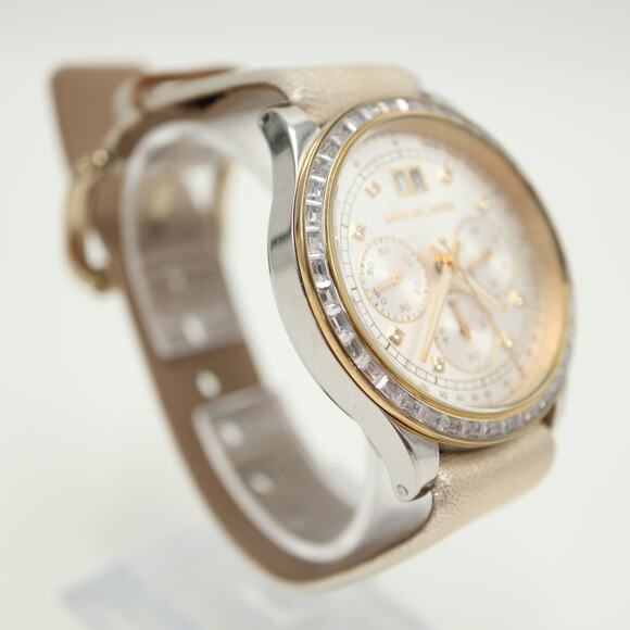 Michael Kors Brinkley Two Tone Pave Chronograph 40mm Watch MK6188 w New Battery main image 7